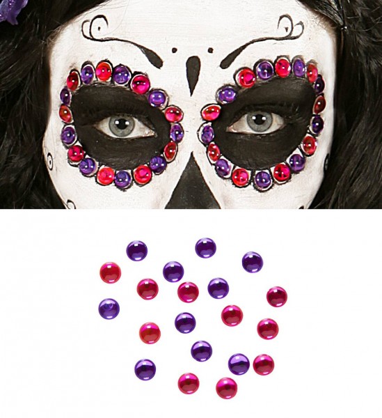 40 dekorative Klebsteine für Augen ° Violett-Pink