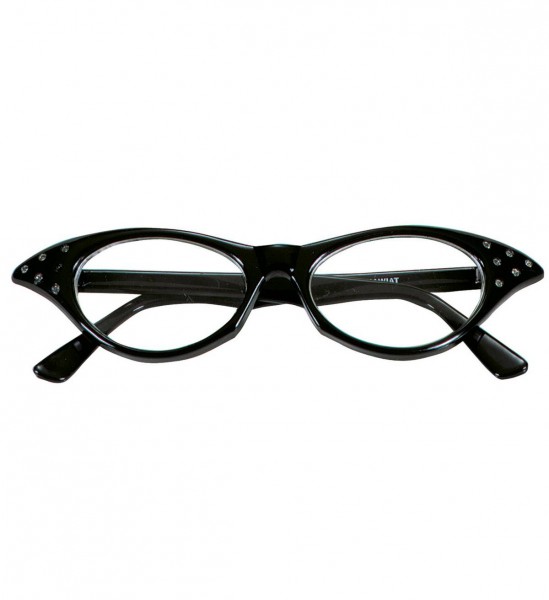 50er Jahre Brille mit Strasssteinen ° Schwarz