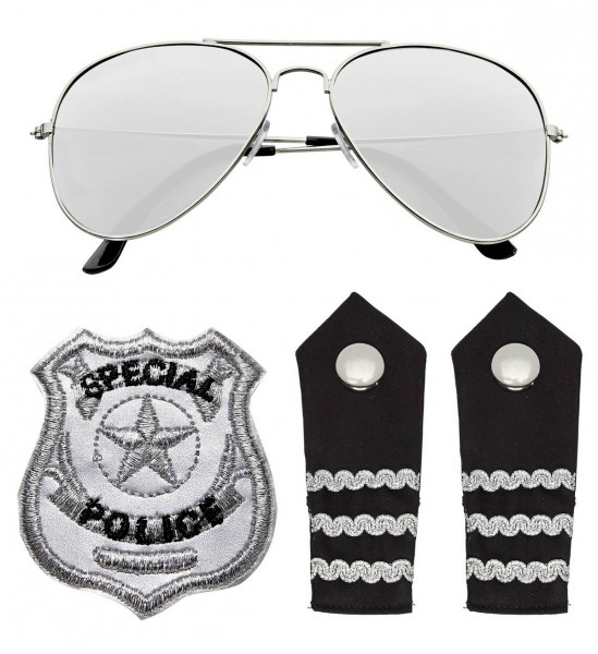 Polizisten Set ° Sonnenbrille, Schulterklappe, Abzeichen