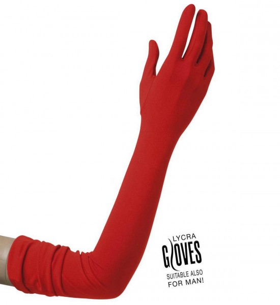 Lange Handschuhe - dehnbar, passend auch für Männer ° Rot ° 60 cm ° OneSize