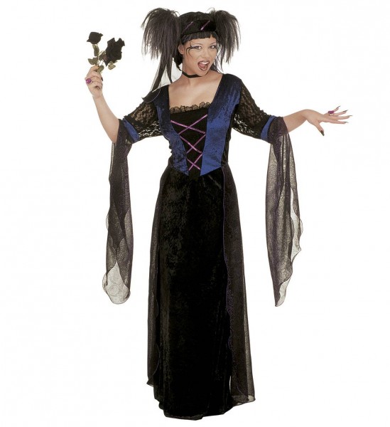 Gothic Princess ° Kleid aus Samt mit Schleiern, Kopfbedeckung mit Schleier